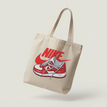 Classic Red Sneaker Illustration Nike Swoosh Cotton Canvas Tote Bag