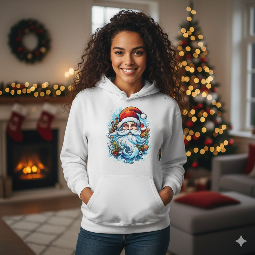 Festive Santa Claus Christmas Hoodie – Cozy Winter Holiday Hoodie