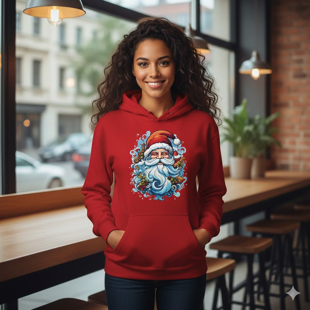 Festive Santa Claus Christmas Hoodie – Cozy Winter Holiday Hoodie