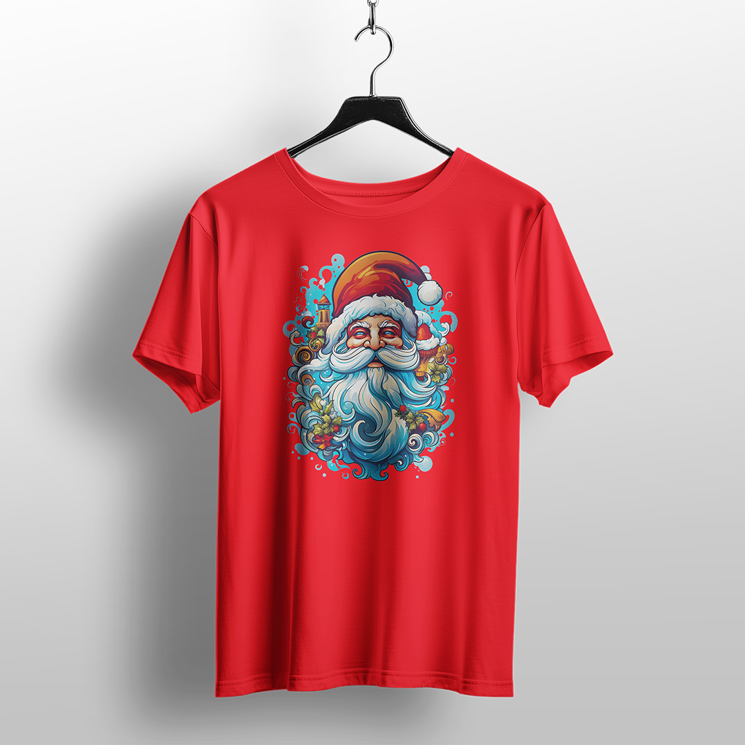 Blue Beard Santa Christmas T-Shirt