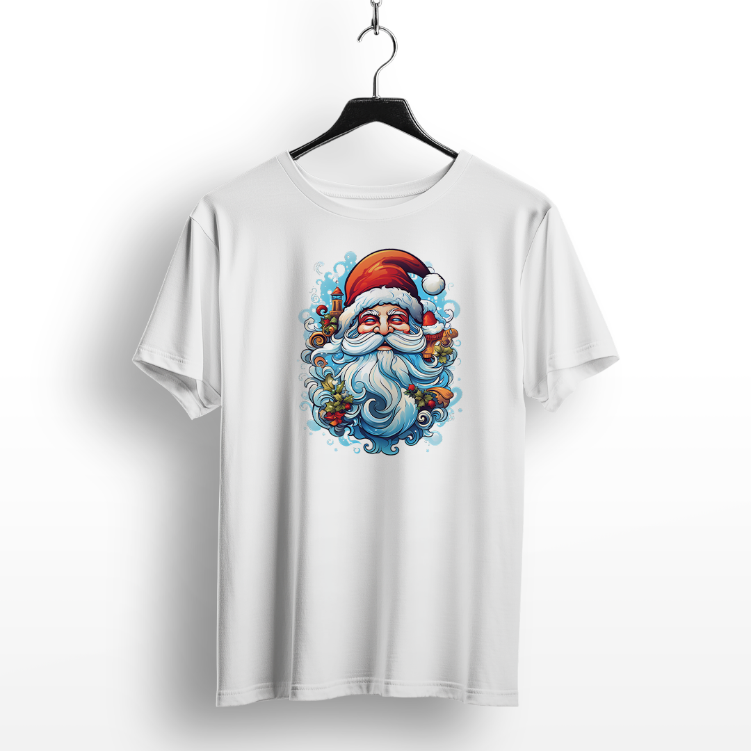 Blue Beard Santa Christmas T-Shirt