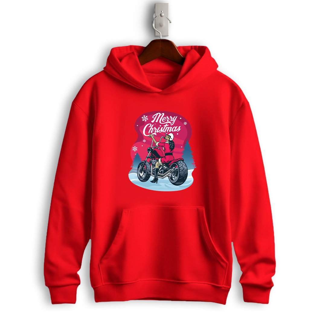Santa Riding Motorcycle Christmas Hoodie