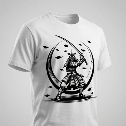 Samurai Moon T-Shirt Japanese Katana Graphic Tee White