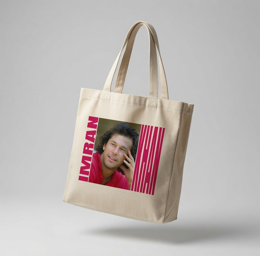 Vintage Imran Khan Retro Portrait Canvas Tote Bag - Aesthetic Graphic Handbag