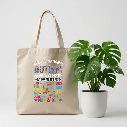 Autism Awareness 365 Days Canvas Tote Bag – Year-Round Autism Acceptance Gift