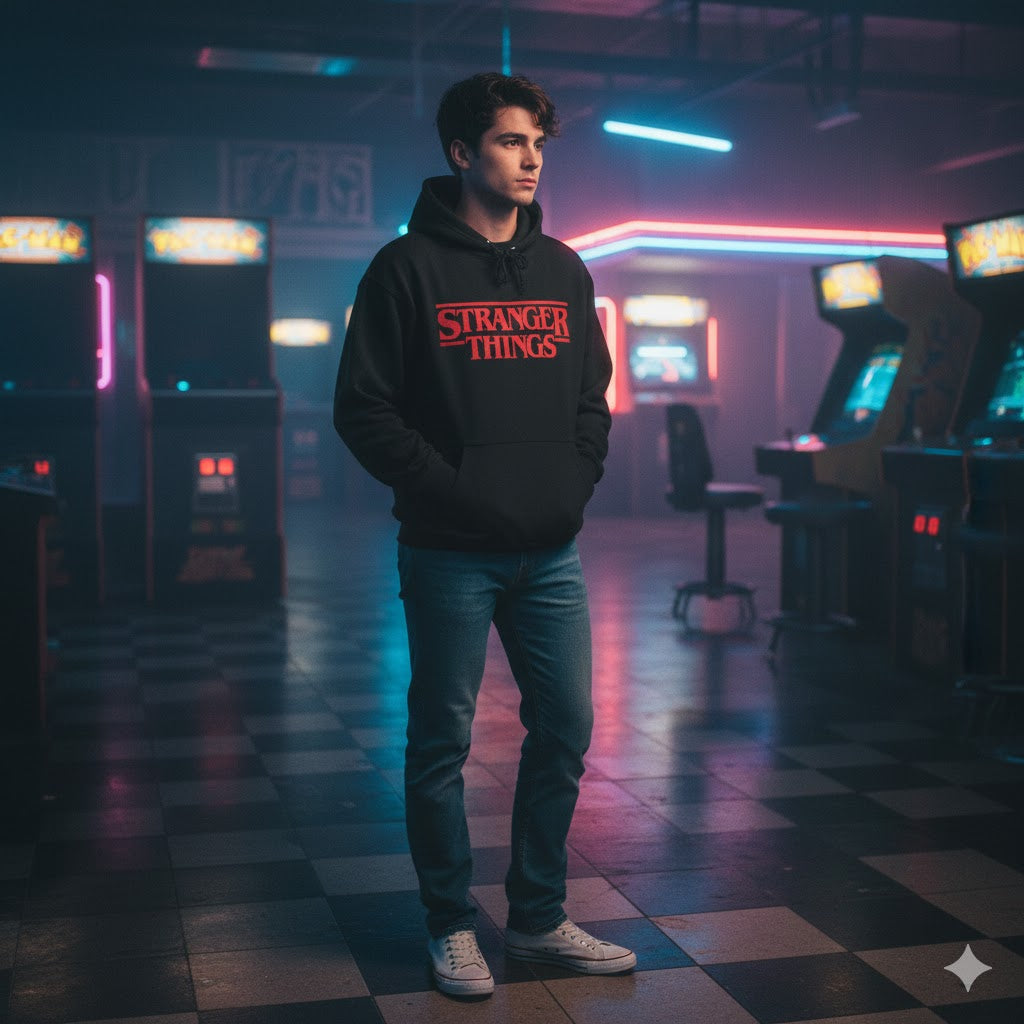 Stranger Things Text Hoodie – Classic Logo Typography Pullover