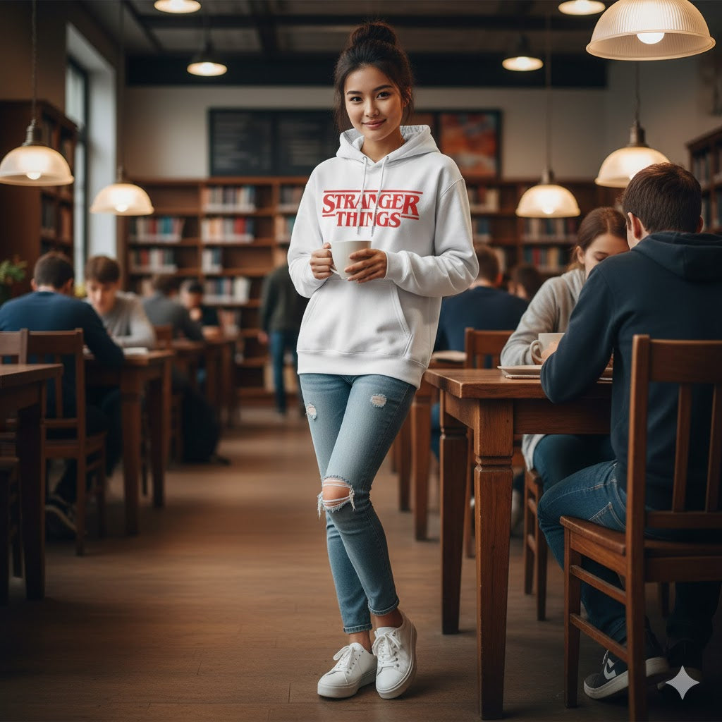 Stranger Things Text Hoodie – Classic Logo Typography Pullover