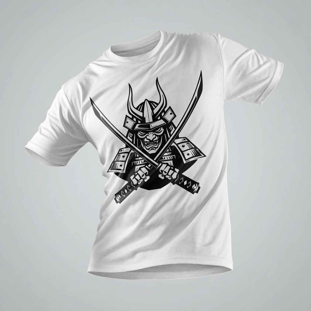 Samurai Oni Mask T-Shirt Japanese Demon Graphic Tee White