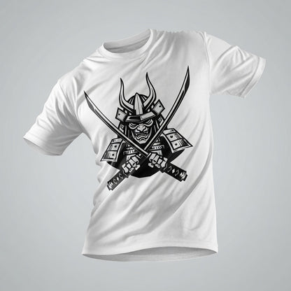 Samurai Oni Mask T-Shirt Japanese Demon Graphic Tee White