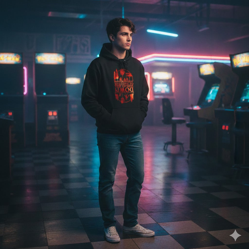 Welcome to the Upside Down Hoodie – Stranger Things Inspired Graphic Pullover
