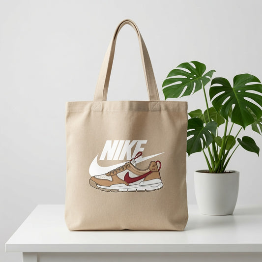 Retro Sneaker Graphic Canvas Tote Bag - Aesthetic Sneakerhead Shoulder Bag
