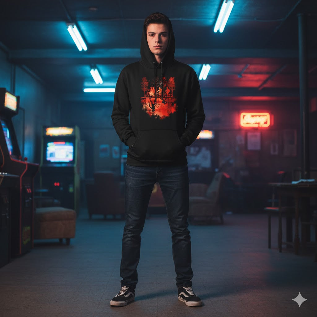 Stranger Things Into the Other Side Hoodie – Upside Down Silhouette Design