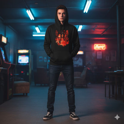 Stranger Things Into the Other Side Hoodie – Upside Down Silhouette Design