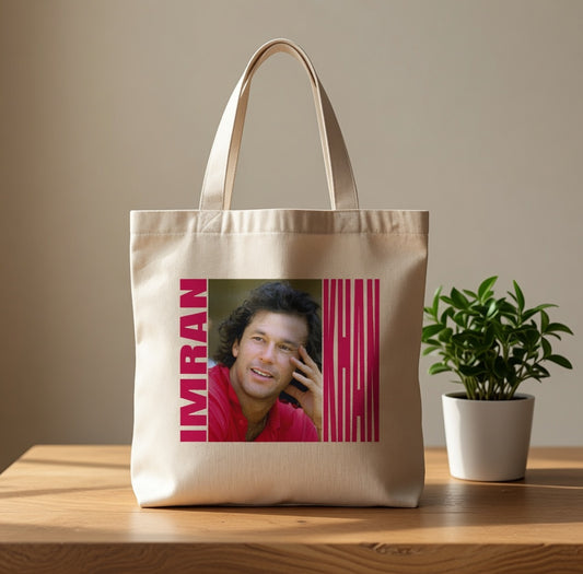 Vintage Imran Khan Retro Portrait Canvas Tote Bag - Aesthetic Graphic Handbag