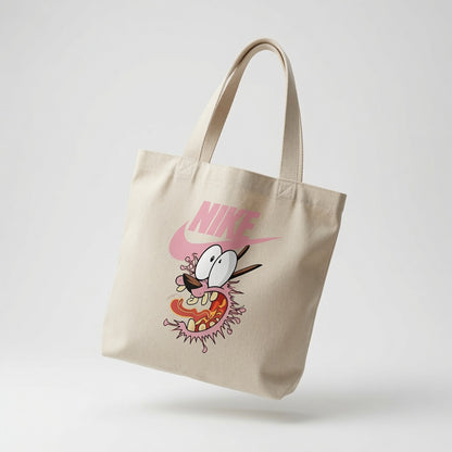 Courage the Cowardly Dog Pink Nike Swoosh Cotton Canvas Tote Bag