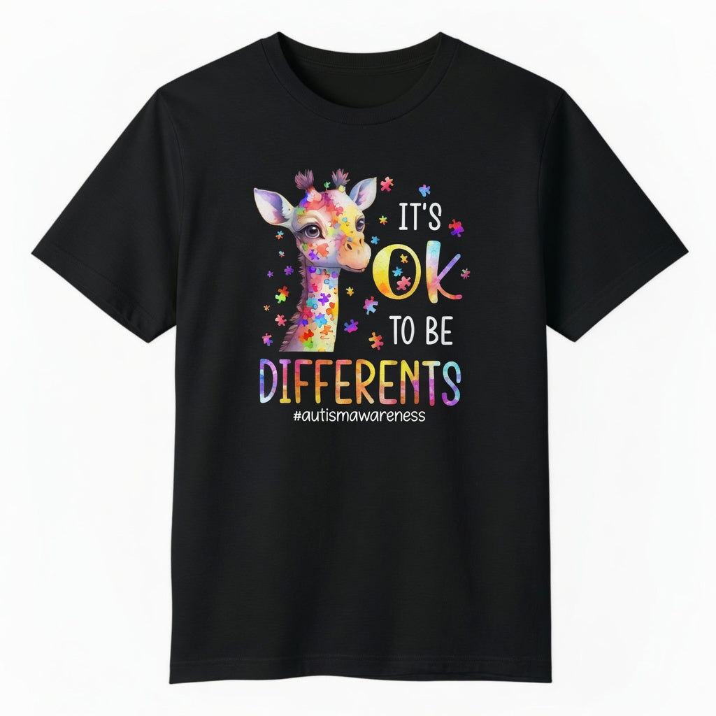 It's OK to Be Different Giraffe T-Shirt | Autism Awareness Graphic Tee