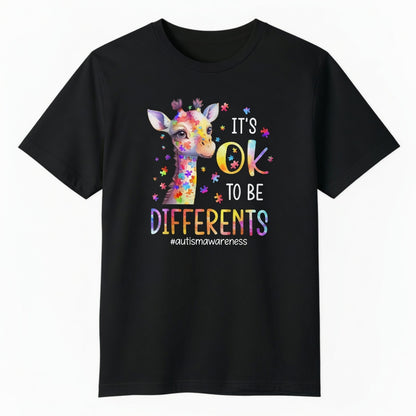 It's OK to Be Different Giraffe T-Shirt | Autism Awareness Graphic Tee