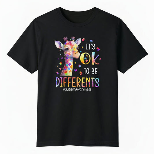 It's OK to Be Different Giraffe T-Shirt | Autism Awareness Graphic Tee