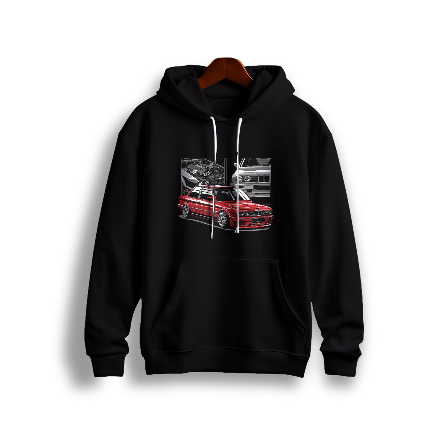 BMW E30 M3 Classic Red Car Black Hoodie