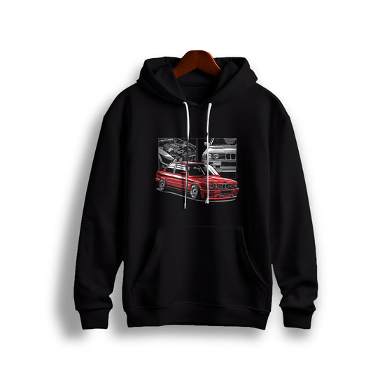 BMW E30 M3 Classic Red Car Black Hoodie