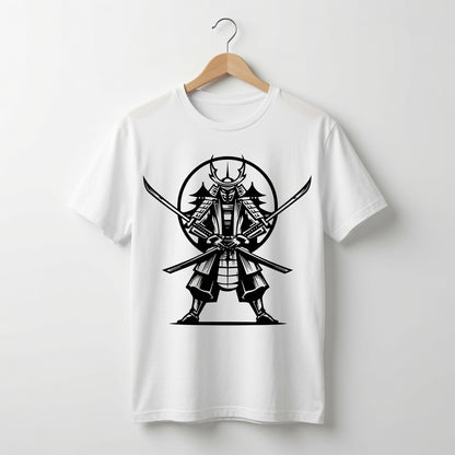 Samurai Warrior Katana T-Shirt Japanese Anime Graphic Tee White