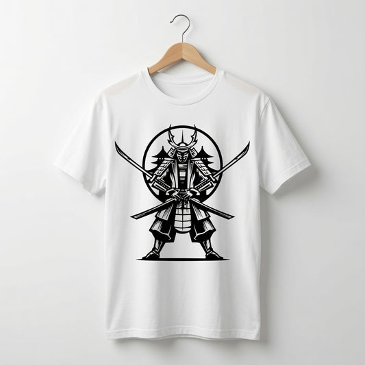 Samurai Warrior Katana T-Shirt Japanese Anime Graphic Tee White