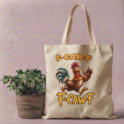 Running Rooster "F-CAW-F" Funny Canvas Tote Bag