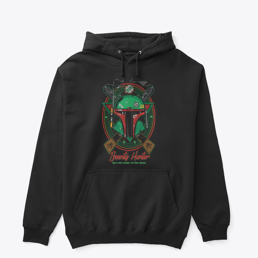 Bounty Hunter Helmet Graphic Hoodie – Retro Sci-Fi Streetwear