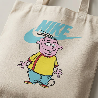 Retro Cartoon Character Graphic Canvas Tote Bag | Nostalgic 90s Pop Culture Cotton Tote