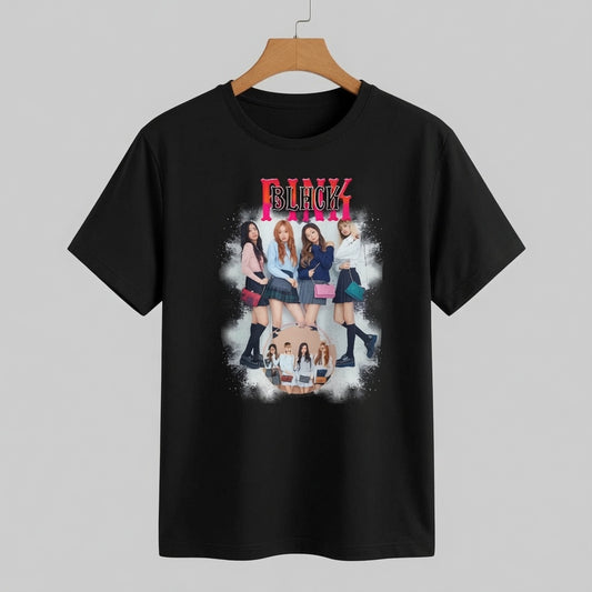 BLACKPINK Vintage White Splash Graphic T-Shirt - K-Pop Retro Tee