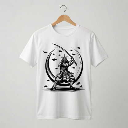 Samurai Moon T-Shirt Japanese Katana Graphic Tee White