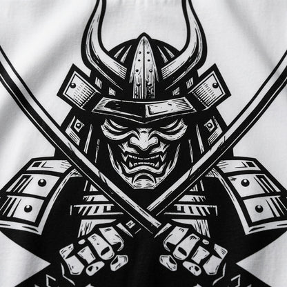 Samurai Oni Mask T-Shirt Japanese Demon Graphic Tee White