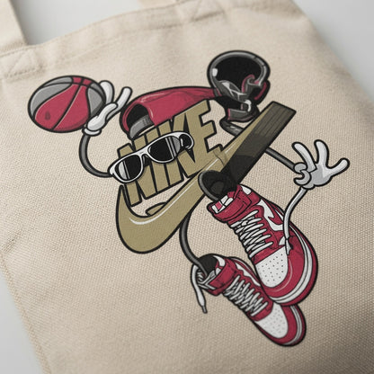 Cartoon Sneakerhead Graphic Canvas Tote Bag | High-Tops & Hoops Shopper Bag