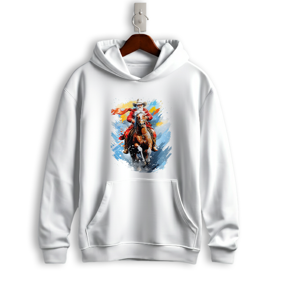 Western Cowboy Riding Horse Christmas Hoodie