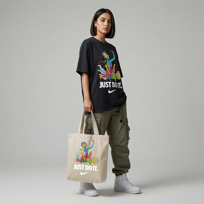 Psychedelic Rick Parody Canvas Tote Bag - Trippy Sci-Fi Art Handbag