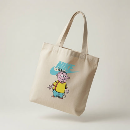 Classic Cartoon Eddy Light Blue Nike Swoosh Cotton Canvas Tote Bag