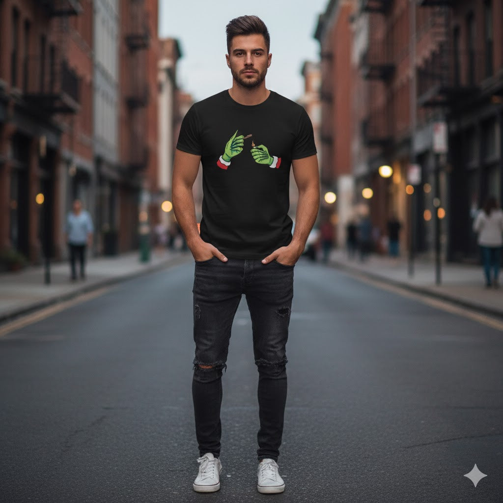 Christmas Grinch Hands Lighting Up Tee