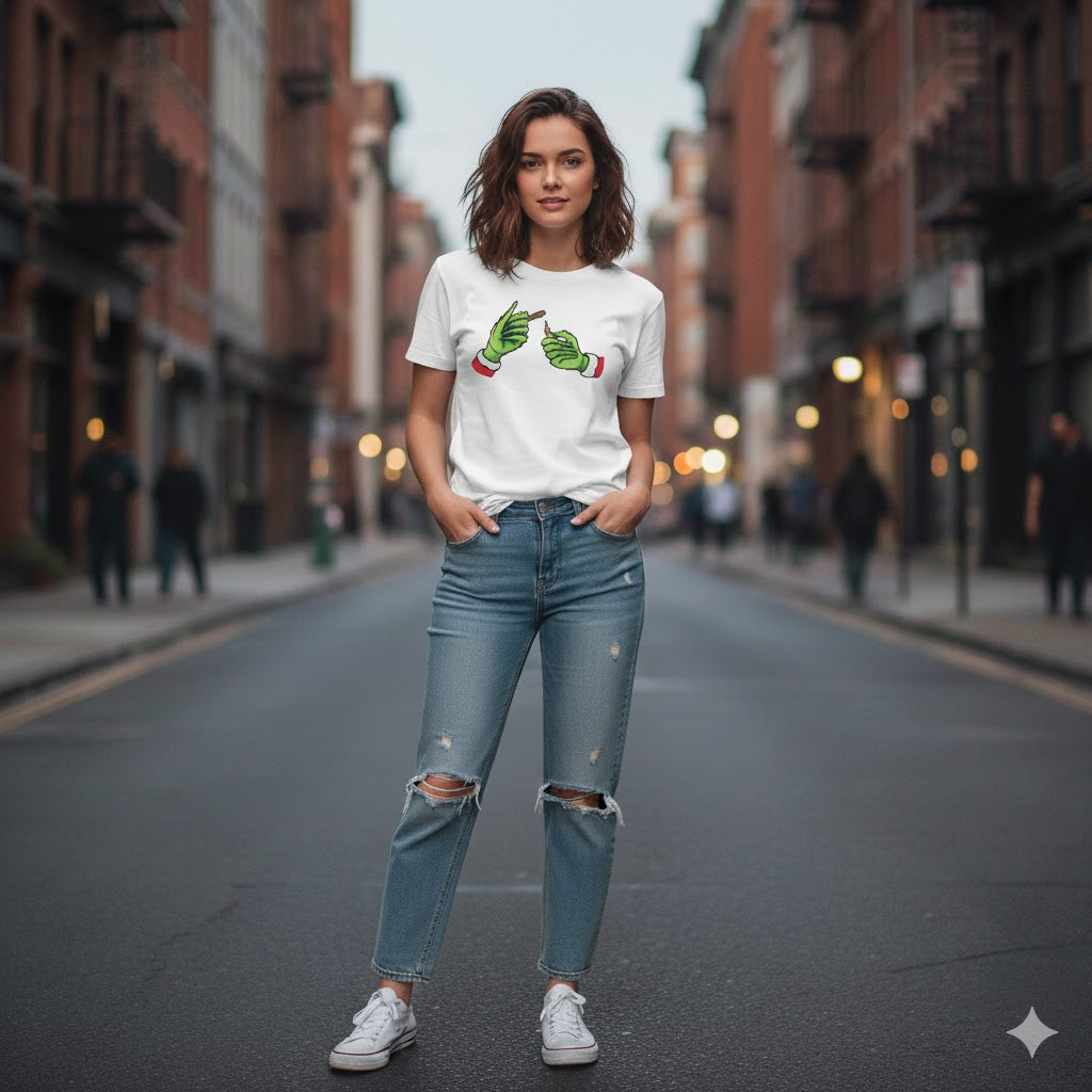 Christmas Grinch Hands Lighting Up Tee