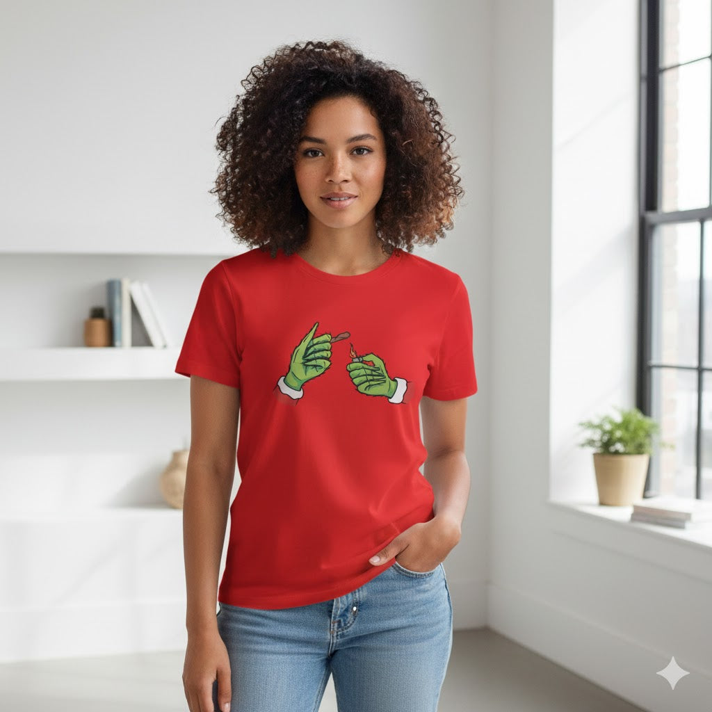Christmas Grinch Hands Lighting Up Tee