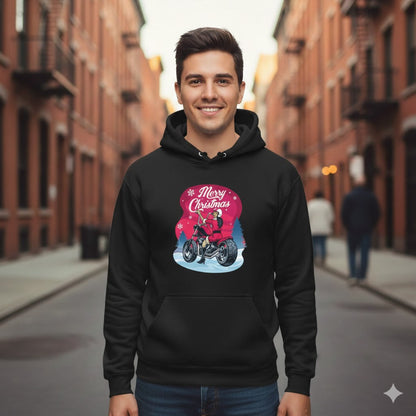 Santa Riding Motorcycle Christmas Hoodie