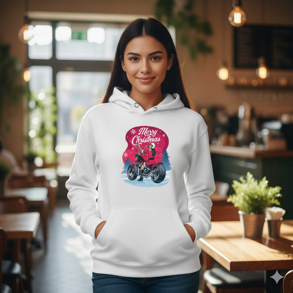 Santa Riding Motorcycle Christmas Hoodie