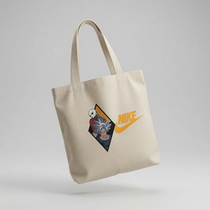 Dragon Ball Ultra Instinct Goku vs Jiren Orange Nike Swoosh Cotton Canvas Tote Bag