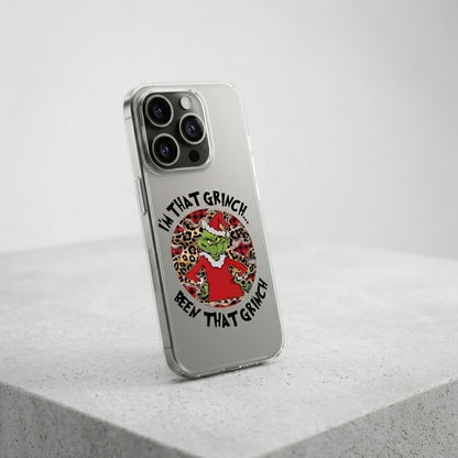 I'm That Grinch Graphic Clear Case Leopard Pattern Christmas Holiday Protective Phone Cover for iPhone