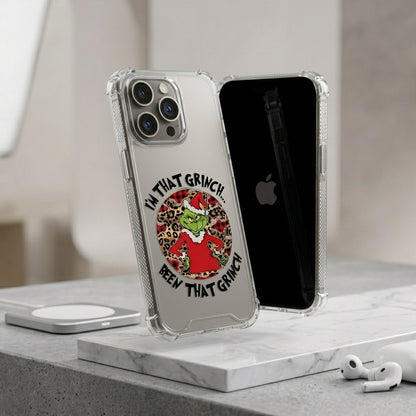 I'm That Grinch Graphic Clear Case Leopard Pattern Christmas Holiday Protective Phone Cover for iPhone