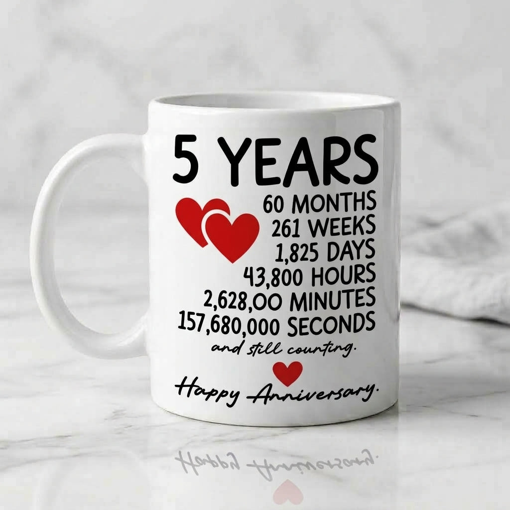 Happy Anniversary Ceramic Coffee Mug, Milestone Gift Mug 11oz for Couple, Husband & Wife