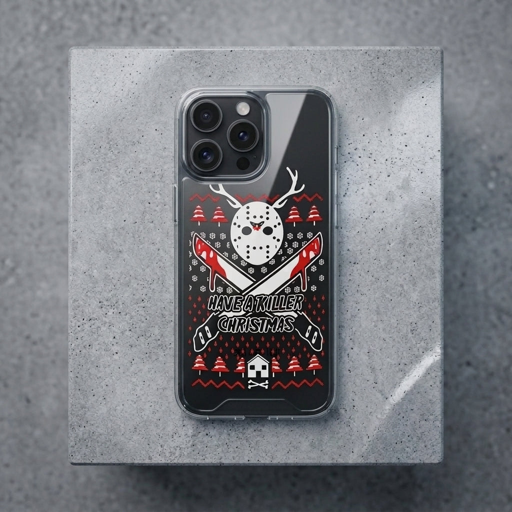 Have A Killer Christmas Horror Mask Graphic Clear Case Funny Holiday Protective Phone Cover for iPhone