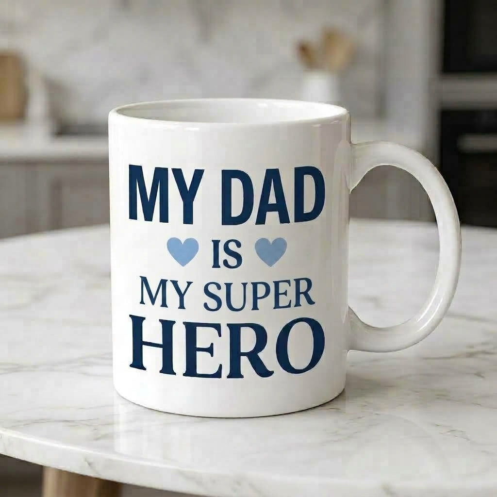 Father's Day Ceramic Coffee Mug 11oz - Best Dad Ever, Superhero & King Design Tea Cup Gifts