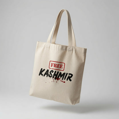Free Kashmir Typography Canvas Tote Bag - Resistance & Social Justice Handbag