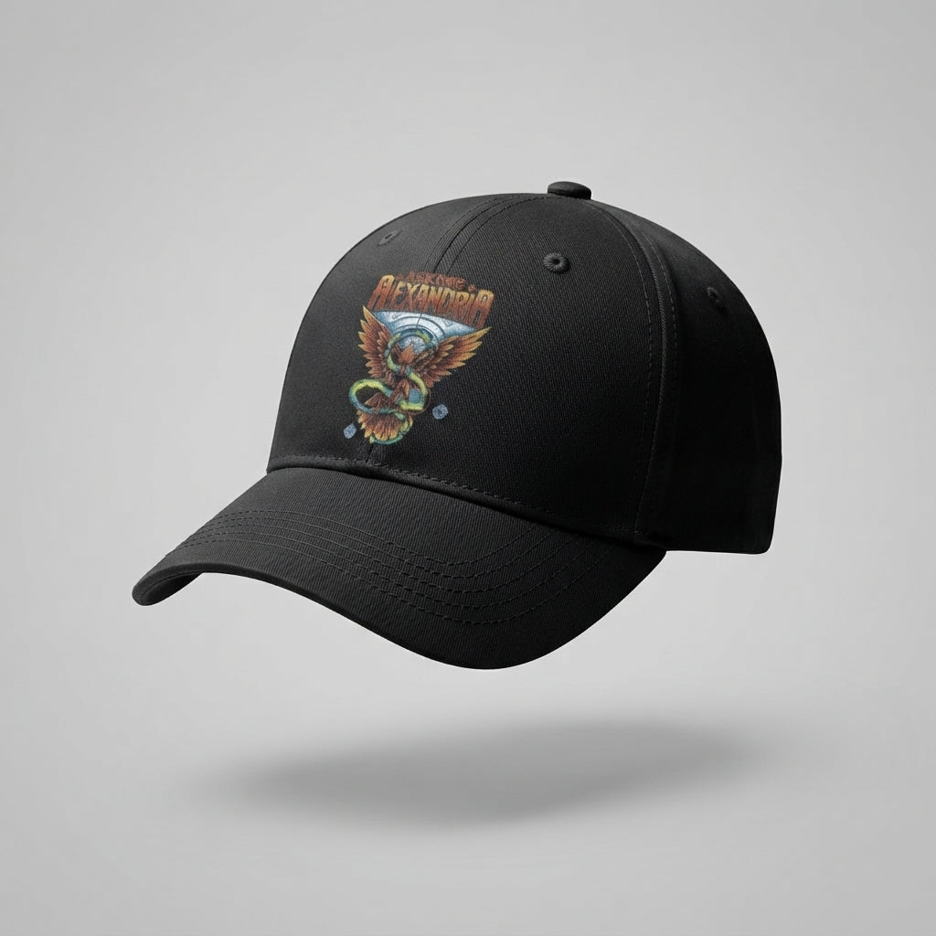 Asking Alexandria Rock Band Graphic Baseball Cap - Vintage Music Print Cap (Black & White)