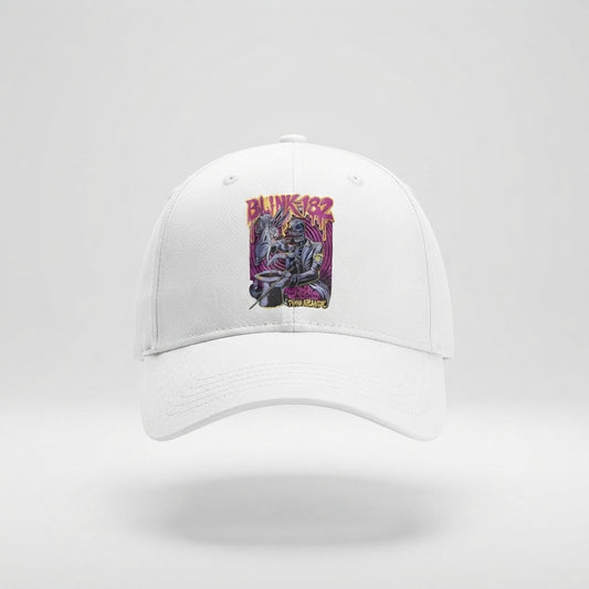 Blink-182 Rock Band Graphic Baseball Cap - Vintage Pop Punk Cap (Black & White)
